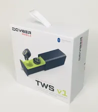 78011_*Bluetooth наушники вкладыши с микрофоном Qcyber TWS V1, беспроводная мобильная гарнитура, серо-зел (шт.)